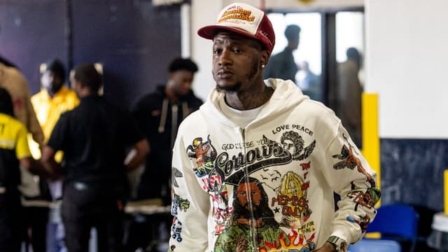 Miami Heat guard Terry Rozier (2) arrives at the arena before the game against the New Orleans Pelicans at Smoothie King Center
