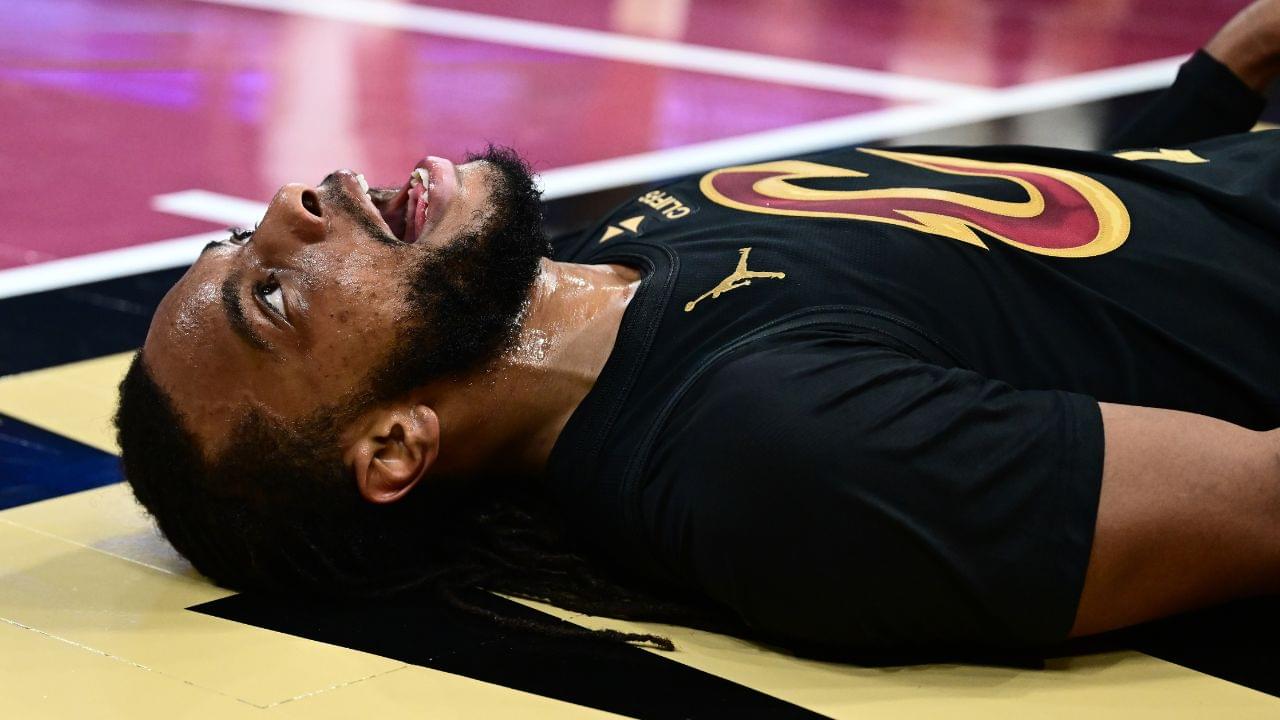 Cleveland Cavaliers guard Darius Garland (10) reacts after a play during the first half against the Indiana Pacers at Rocket Arena.