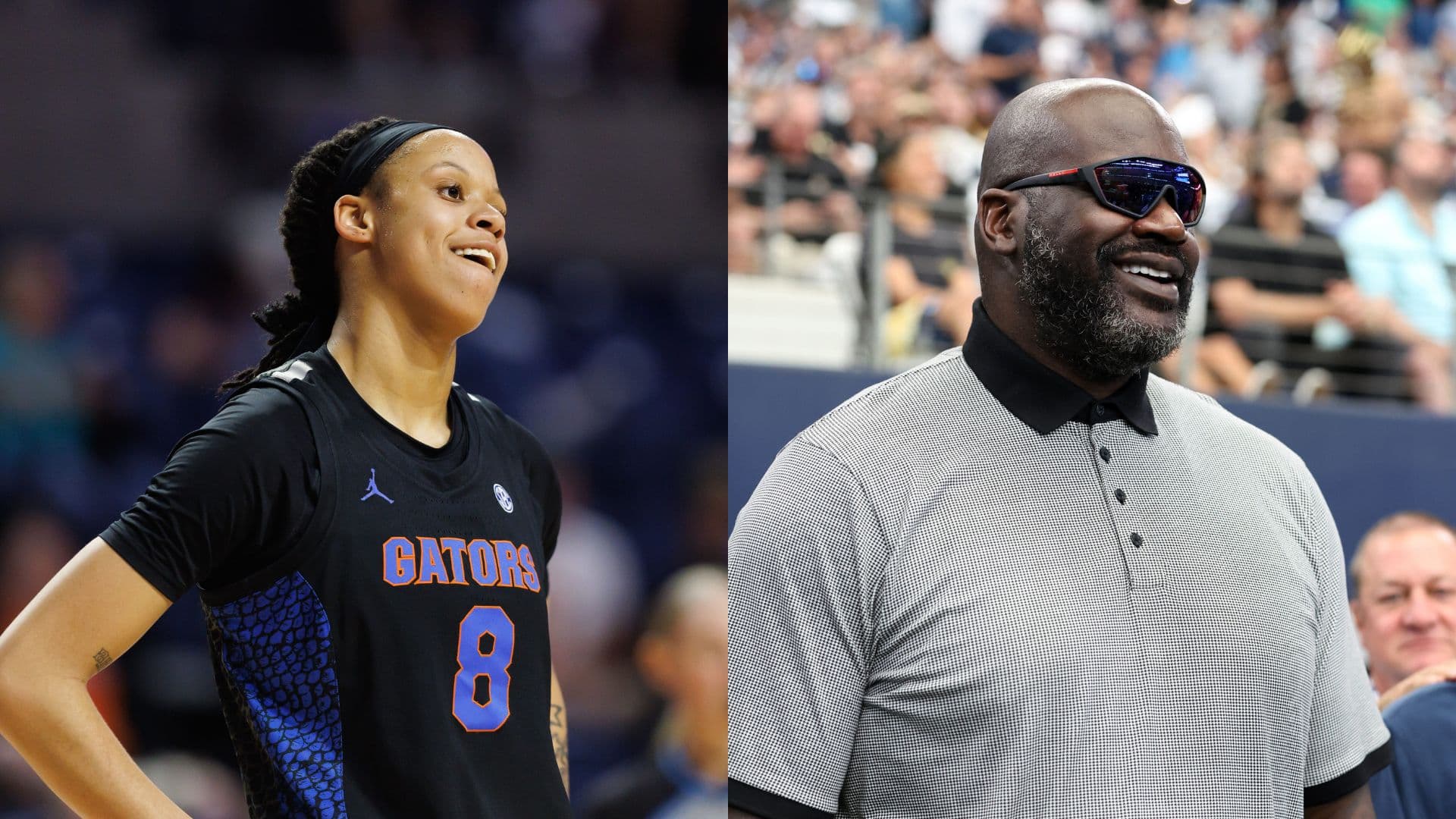 Me'Arah O'Neal (L) and Shaquille O'Neal (R)