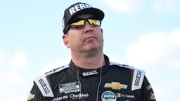 Sep 6, 2025; Madison, Illinois, USA; NASCAR Cup Series driver Kyle Busch (8) looks on during practice and qualifying for the Enjoy Illinois 300 at World Wide Technology Raceway.