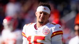 Kansas City Chiefs quarterback Patrick Mahomes (15) before the game against the Denver Broncos at Empower Field at Mile High.