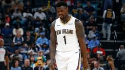 Oct 22, 2025; Memphis, Tennessee, USA; New Orleans Pelicans forward Zion Williamson (1) reacts during the first quarter against the Memphis Grizzlies at FedExForum