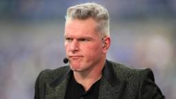 ESPN analyst Pat McAfee broadcasts live from the sidelines of Acrisure Stadium in Pittsburgh, PA prior to the start of the Pittsburgh Panthers vs Notre Dame Fighting Irish game on November 15, 2025.