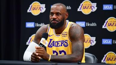 Sep 29, 2025; Los Angeles, CA, USA; Los Angeles Lakers forward LeBron James (23) during media day at UCLA Health Training Center