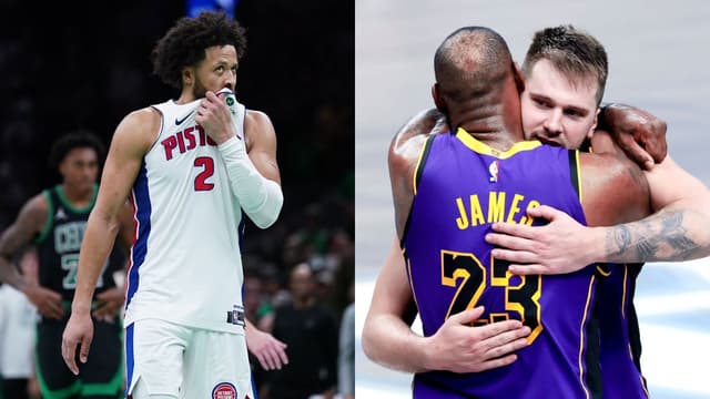 Cade Cunningham(L), LeBron James and Luka Doncic(R)
