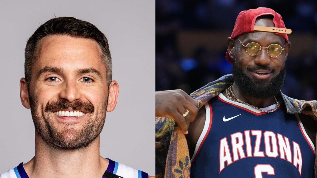 Kevin Love (L), LeBron James (R)