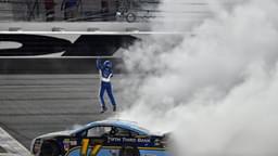 Jul 1, 2017; Daytona Beach, FL, USA; NASCAR Cup Series driver Ricky Stenhouse Jr. (17) celebrates winning the Coke Zero 400 Powered by Coca-Cola at Daytona International Speedway.