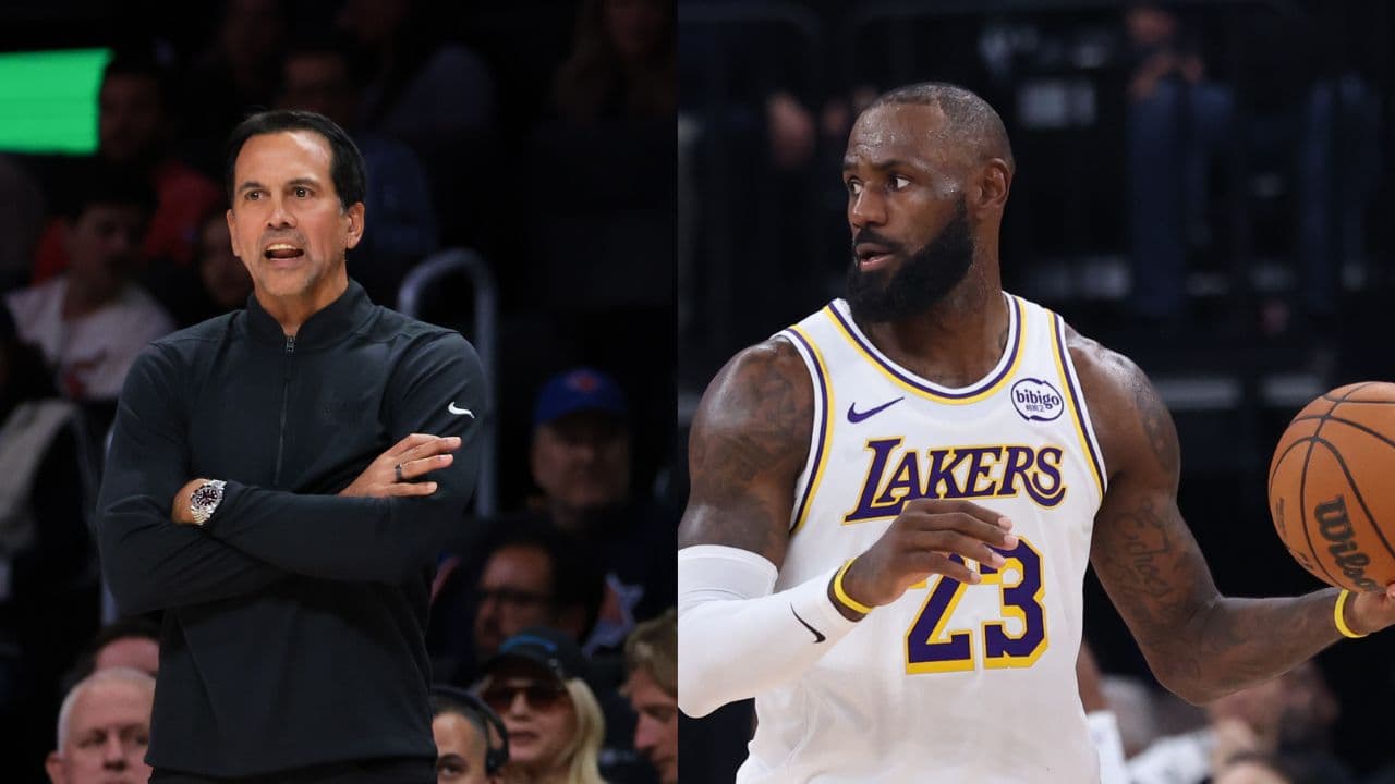 Erik Spoelstra (L), LeBron James (R)
