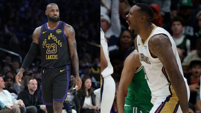 LeBron James(L) and DeAndre Jordan(R)