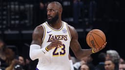 Nov 23, 2025; Salt Lake City, Utah, USA; Los Angeles Lakers forward LeBron James (23) looks for the play against the Utah Jazz during the second half at Delta Center