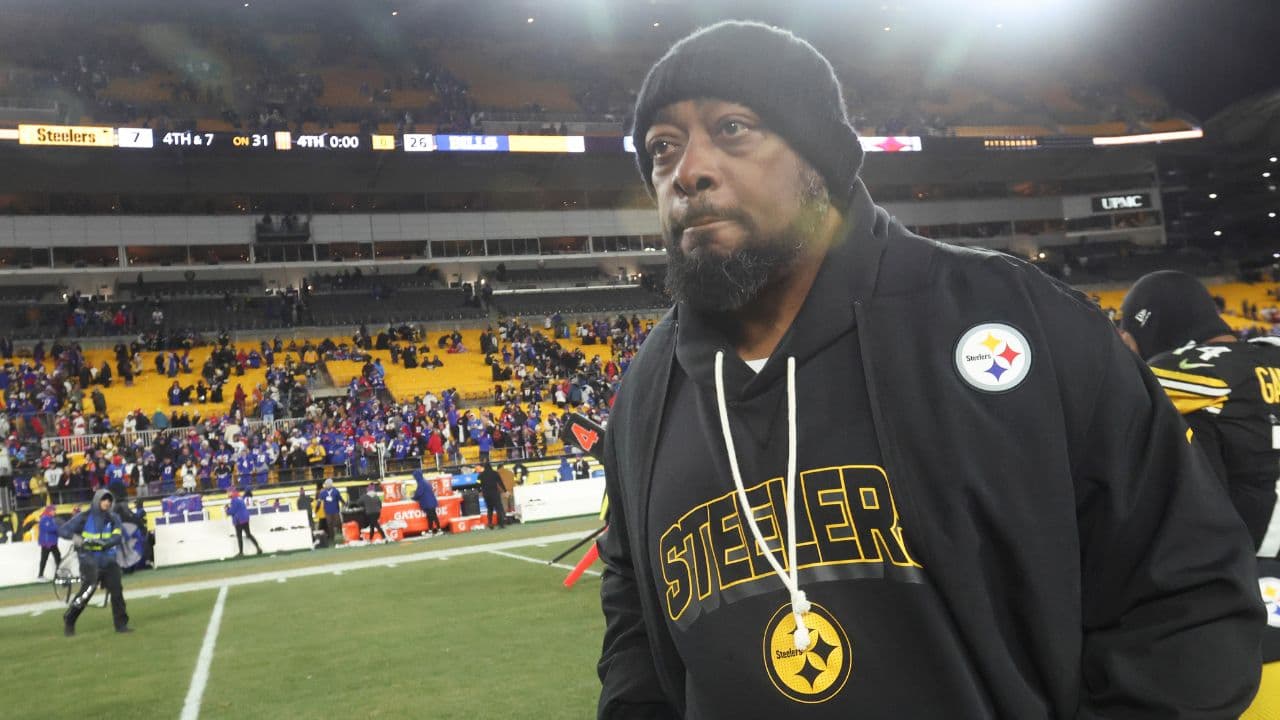 Pittsburgh Steelers head coach Mike Tomlin looks on after the game against the Buffalo Bills at Acrisure Stadium.