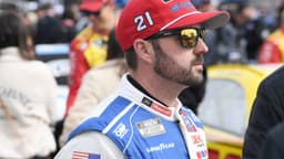 ATLANTA, GA - FEBRUARY 23: Josh Berry ( 21 Wood Brothers Motorcraft Quick Lane Ford) looks on prior to the running of the NASCAR, Motorsport, USA Cup Series Ambetter Health 400 on February 23, 2025, at Atlanta Motor Speedway in Hampton, GA.