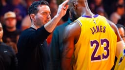 Dec 23, 2025; Phoenix, Arizona, USA; Los Angeles Lakers forward LeBron James (23) and head coach JJ Redick against the Phoenix Suns at Mortgage Matchup Center.