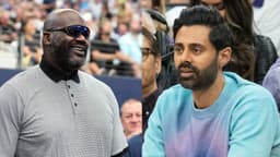 Shaquille O'Neal (L), Hasan Minhaj (R)