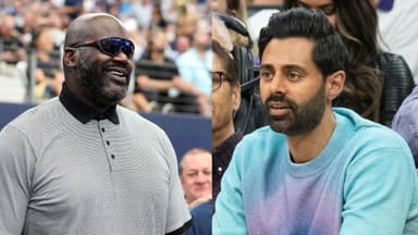 Shaquille O'Neal (L), Hasan Minhaj (R)