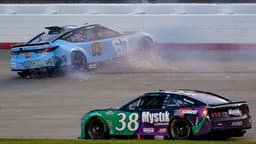 NASCAR Cup Series driver Corey Heim (67) wrecks during the Cracker Barrel 400 at Nashville Superspeedway in Lebanon, Tenn., Sunday, June 1, 2025.
