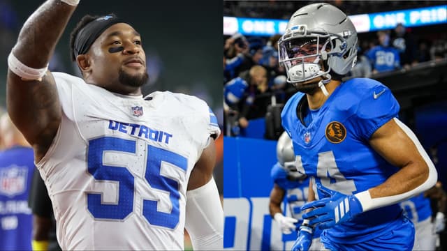 Lions LB Derrick Barnes, Lions WR Amon-Ra St. Brown