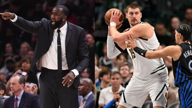 Kendrick Perkins (L), Nikola Jokic (R)