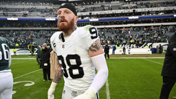 Philadelphia, Pennsylvania, USA; Las Vegas Raiders defensive end Maxx Crosby (98) on the field after loss to the Philadelphia Eagles at Lincoln Financial Field.