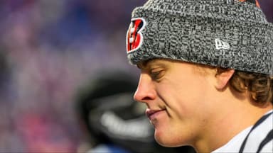 Cincinnati Bengals quarterback Joe Burrow (9) heads for the locker room after the fourth quarter of the NFL Week 14 game between the Buffalo Bills and the Cincinnati Bengals at Highmark Stadium in Orchard Park, N.Y., on Sunday, Dec. 7, 2025. The Bills overcame a halftime deficit to win 39-34.