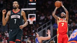 Kevin Durant (L), Nickeil Alexander-Walker (R)