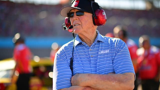 Nov 1, 2025; Avondale, Arizona, USA; JGR team owner Joe Gibbs attends qualifying at Phoenix Raceway.