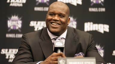 Sep 24, 2013; Sacramento, CA, USA; Sacramento Kings minority owner Shaquille O'Neal answers questions from the media during a press conference at Kings Practice Facility.