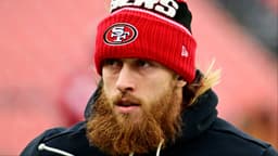 San Francisco 49ers tight end George Kittle (85) warms up before the game against the Cleveland Browns at Huntington Bank Field.