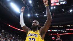 Dec 4, 2025; Toronto, Ontario, CAN; Los Angeles Lakers forward LeBron James (23) reacts after a win over the Toronto Raptors at Scotiabank Arena.