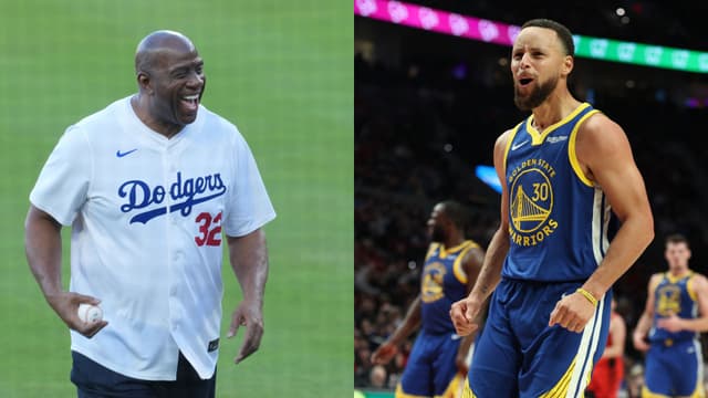 Magic Johnson (L) and Stephen Curry (R)