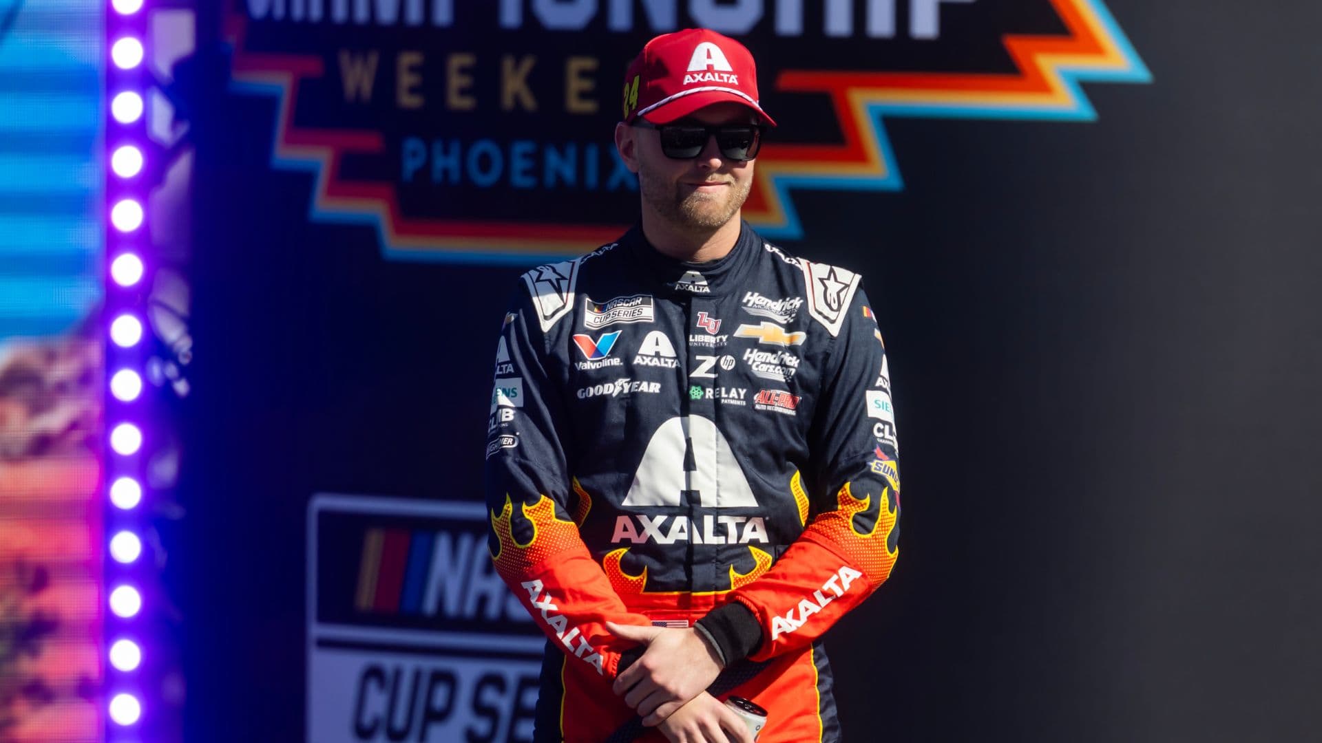 Nov 2, 2025; Avondale, Arizona, USA; NASCAR Cup Series driver William Byron (24) during the NASCAR Championship race at Phoenix Raceway