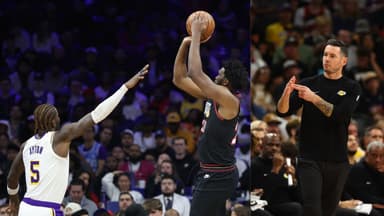 (L) DeAndre Ayton and Joel Embiid (R) JJ Redick