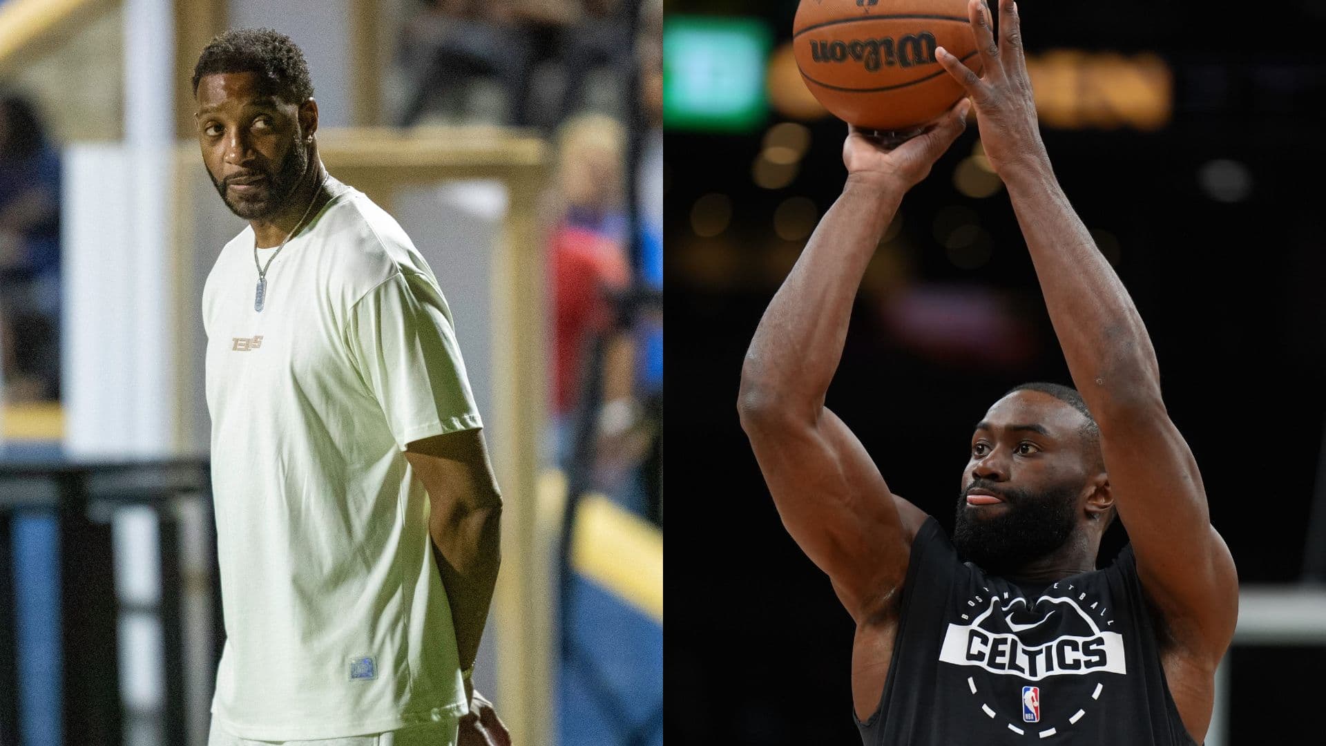 Tracy McGrady (L) and Jaylen Brown (R)