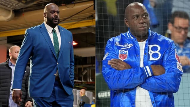 Shaquille O'Neal (L), Magic Johnson (R)