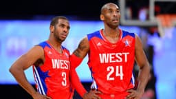 Feb 17, 2013; Houston, TX, USA; Western Conference guard Kobe Bryant (24) of the Los Angeles Lakers and guard Chris Paul (3) of the Los Angeles Clippers in the fourth quarter of the 2013 NBA all star game at the Toyota Center