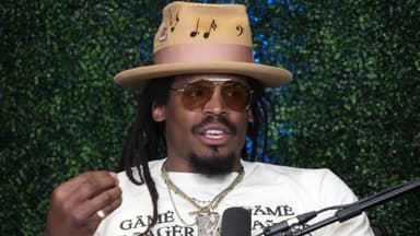 Cam Newton on Radio Row at the Super Bowl LIX media center.