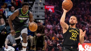 Anthony Edwards (L), Stephen Curry (R)