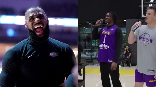 LeBron James(L) and Adou Thiero(R)