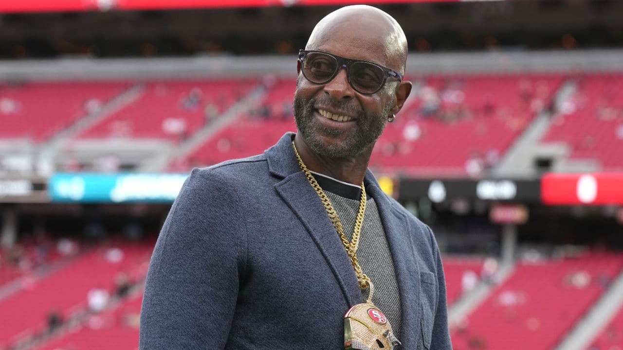 San Francisco 49ers former wide receiver Jerry Rice before the game against the Jacksonville Jaguars at Levi's Stadium.