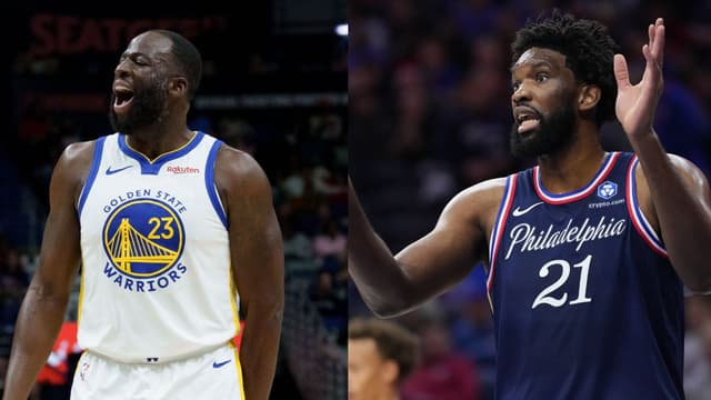 Draymond Green (L), Joel Embiid (R)