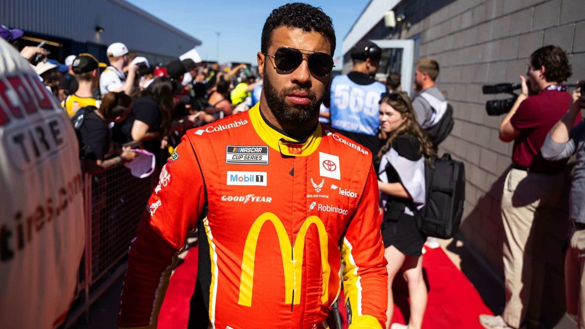 Nov 2, 2025; Avondale, Arizona, USA; NASCAR Cup Series driver Bubba Wallace (23) during the NASCAR Championship race at Phoenix Raceway