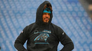 Carolina Panthers quarterback Cam Newton (1) prior to the game against the Buffalo Bills at Highmark Stadium.