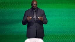 Dec 5, 2025; Washington, District of Columbia, USA; Shaquille O'Neal draws the card of Senegal for Group I during the FIFA World Cup 2026 Final Draw at John F. Kennedy Center for the Performing Arts