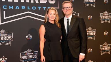 Nov 22, 2024; Charlotte, NC, USA; Dale Earnhardt Jr. and wife Amy during the NASCAR Awards Banquet at Charlotte Convention Center