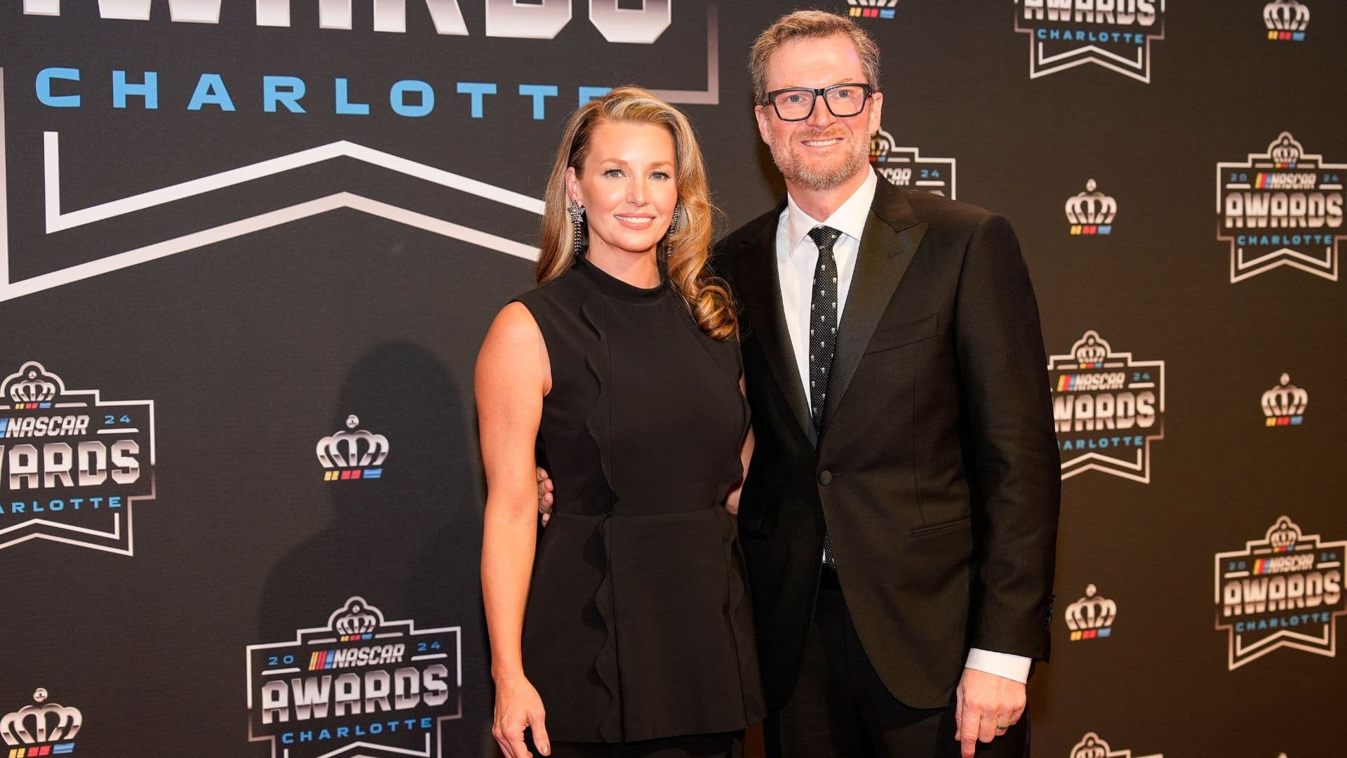 Nov 22, 2024; Charlotte, NC, USA; Dale Earnhardt Jr. and wife Amy during the NASCAR Awards Banquet at Charlotte Convention Center