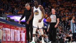 Apr 15, 2025; San Francisco, California, USA; Golden State Warriors forward Draymond Green (23) walks towards the team bench with head coach Steve Kerr after a play against the Memphis Grizzlies in the third quarter at the Chase Center.