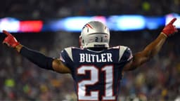 New England Patriots cornerback Malcolm Butler (21) reacts after a play in the first half against the Pittsburgh Steelers in the 2017 AFC Championship Game at Gillette Stadium.