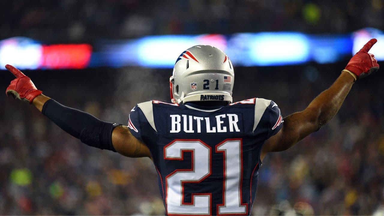 New England Patriots cornerback Malcolm Butler (21) reacts after a play in the first half against the Pittsburgh Steelers in the 2017 AFC Championship Game at Gillette Stadium.