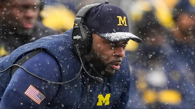 Michigan head coach Sherrone Moore watches a play against Ohio State during the second half at Michigan Stadium in Ann Arbor on Saturday, Nov. 29, 2025.