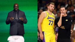 Shaquille O'Neal(L), Luka Doncic and JJ Redick(R)